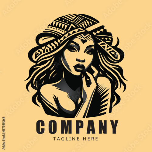 American african beauty woman logo