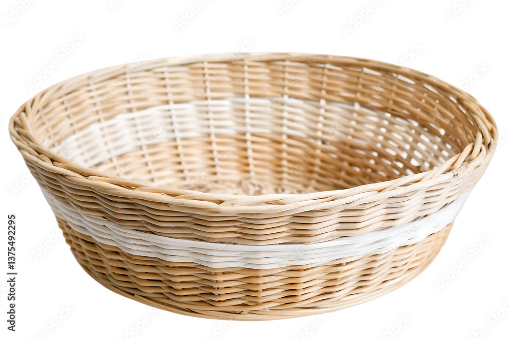 wicker basket isolated on white background PNG. GENERATIVE AI wicker basket isolated on white background PNG. GENERATIVE AI