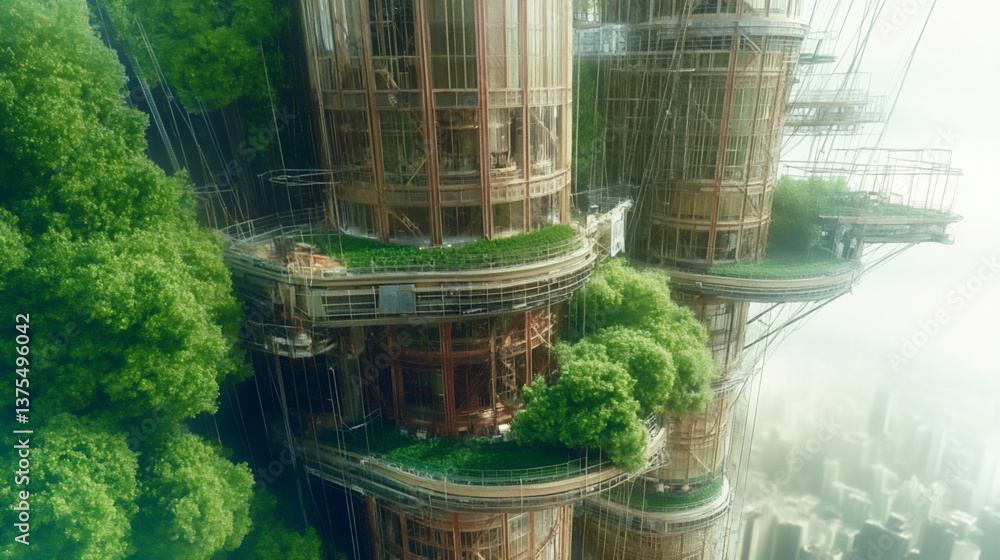 Obraz premium vertical farm with green terraces