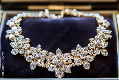 Wallpaper Mural Exquisite necklace adorned with sparkling diamonds arranged elegantly on display for a special occasion Torontodigital.ca