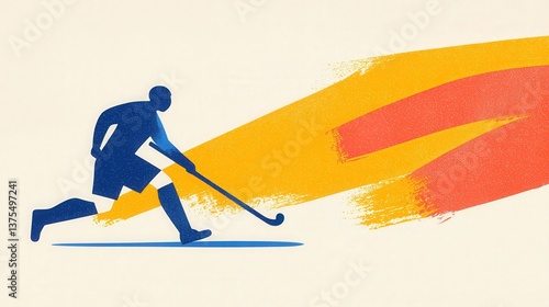Abstract Field Hockey Player, Dynamic illustration of a field hockey player in action.