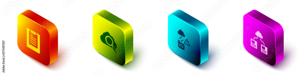 Set Isometric Server, Data report, Search cloud computing, Cloud technology data transfer and icon. Vector Set Isometric Server, Data report, Search cloud computing, Cloud technology data transfer and icon. Vector