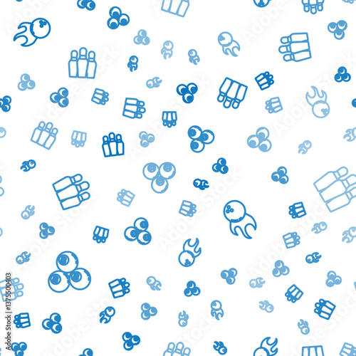 Set line Billiard ball, Bowling and pin on seamless pattern. Vector
