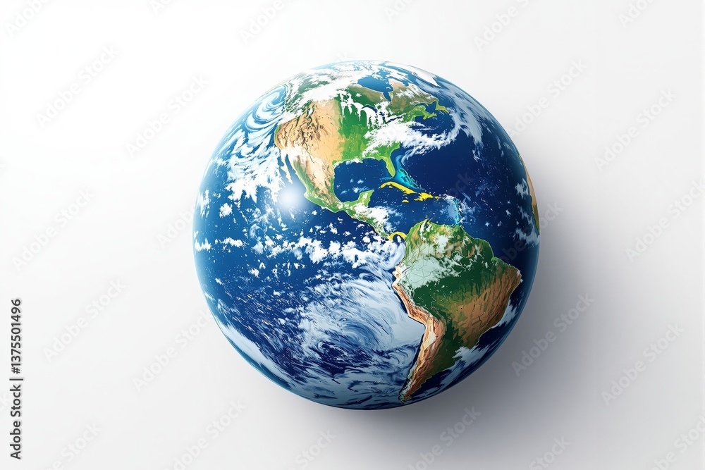 Realistic depiction of Earth with North and South America visible. Realistic depiction of Earth with North and South America visible.
