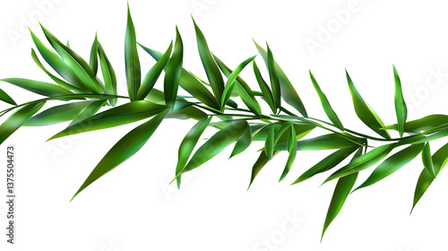 Wallpaper Mural Botanical Beauty: A close-up captures the vibrant green of a delicate bamboo branch. Perfect for evoking tranquility and natural beauty. Torontodigital.ca