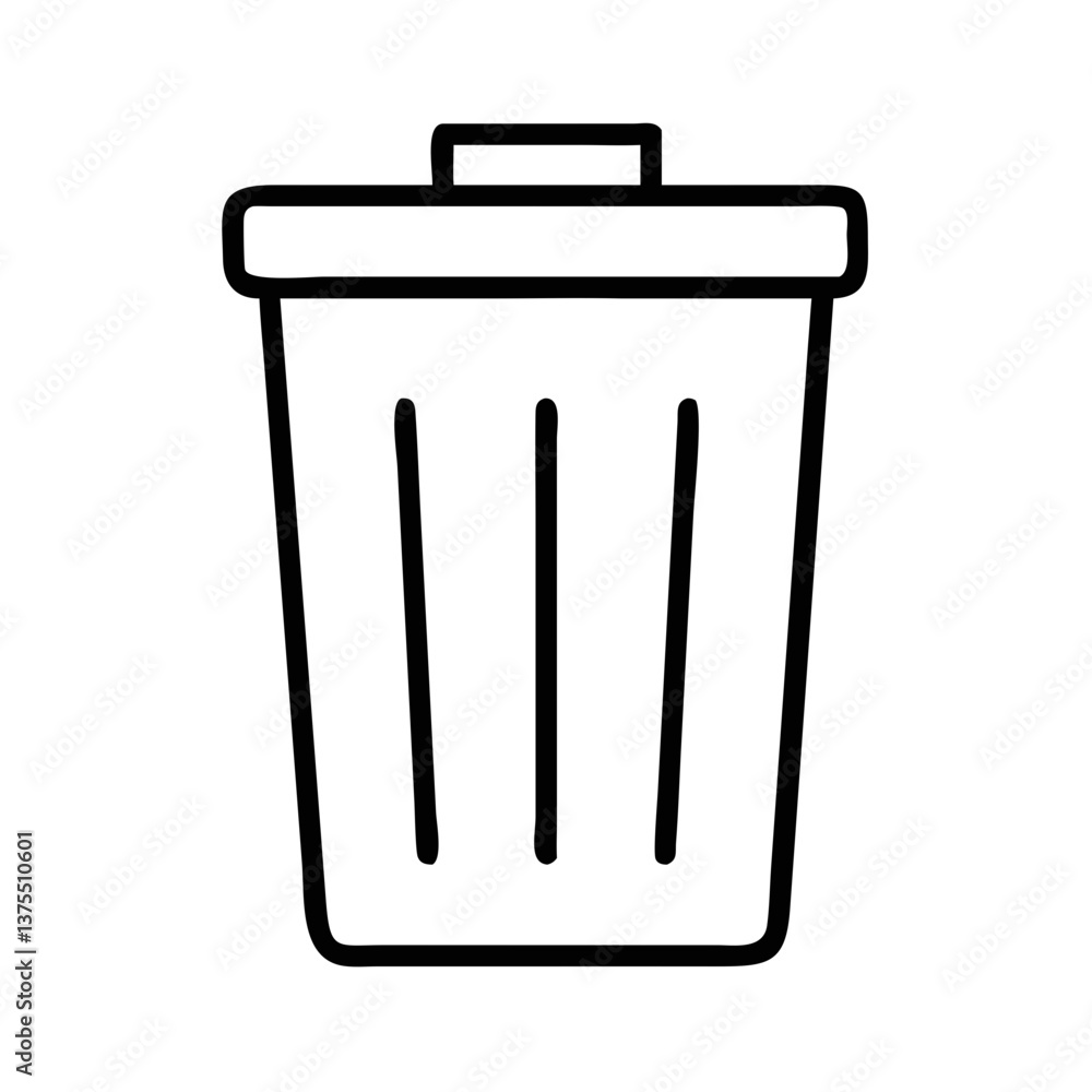 Simple Trash Bin Icon Outline on White Background Simple Trash Bin Icon Outline on White Background