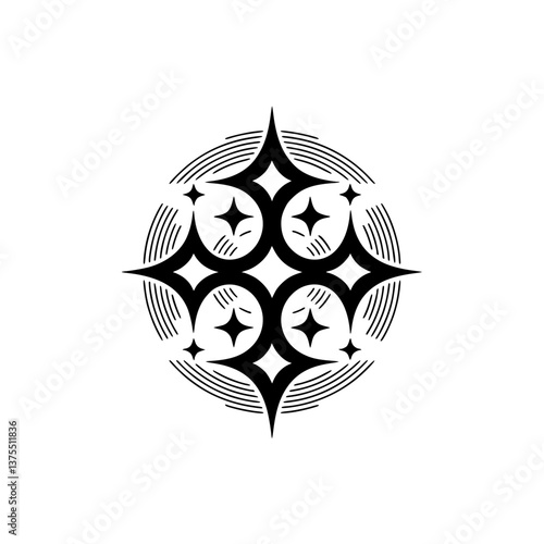 Wallpaper Mural Geometric Starburst Icon: Black & White Modern Design Torontodigital.ca