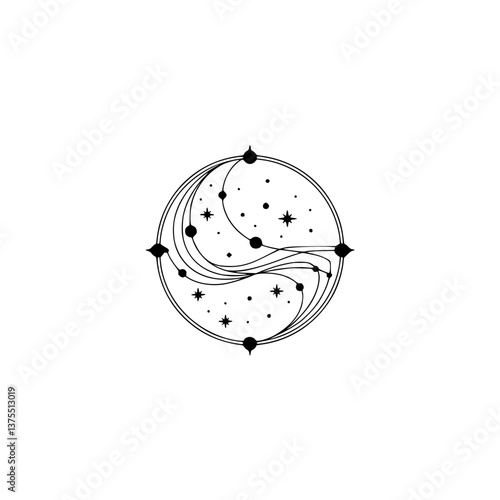 Celestial Universe Illustration: Minimalist Astronomy Design