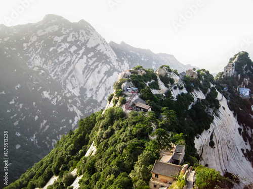 Obraz na płótnie Winding paths on the mountain ridge. Mount Huashan. Shaanxi Province. China. w salonie