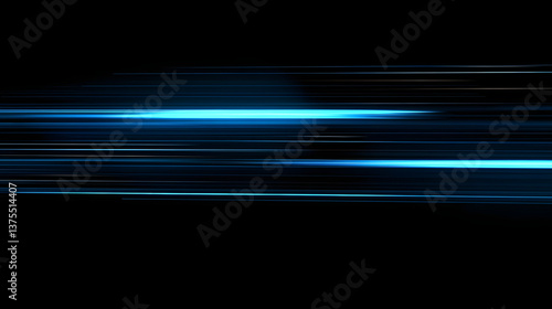 Luminous blue lines speed. Neon color glowing lines background, high-speed light trails effect. Futuristic dynamic motion technology
