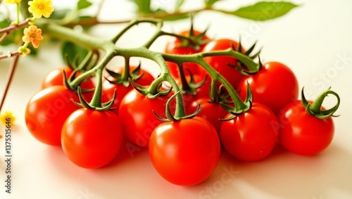 Wallpaper Mural Fresh red cherry tomatoes growing on the vine Torontodigital.ca
