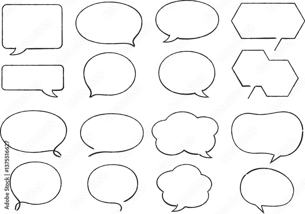 Obraz premium 吹き出し 鉛筆的なナチュラルな線