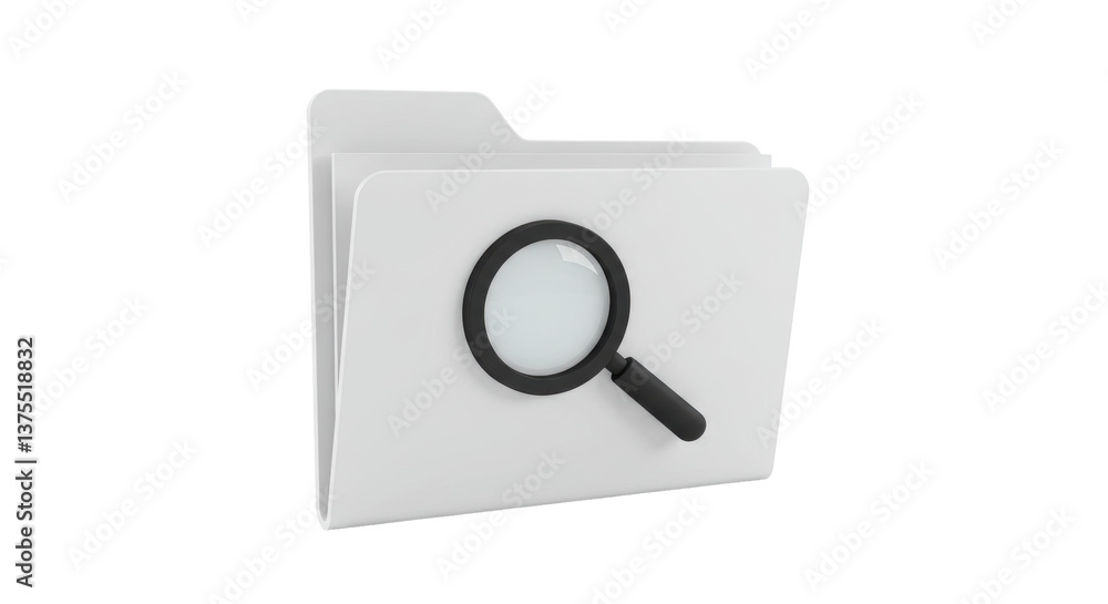 Isolated File Folder with Magnifying Glass Isolated File Folder with Magnifying Glass