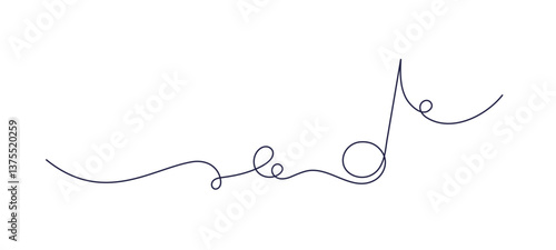 Music note. Vector one art line sign Simple melody