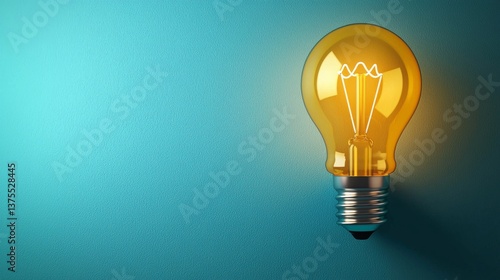 Lightbulb Design with Glowing Effect on Blue Background