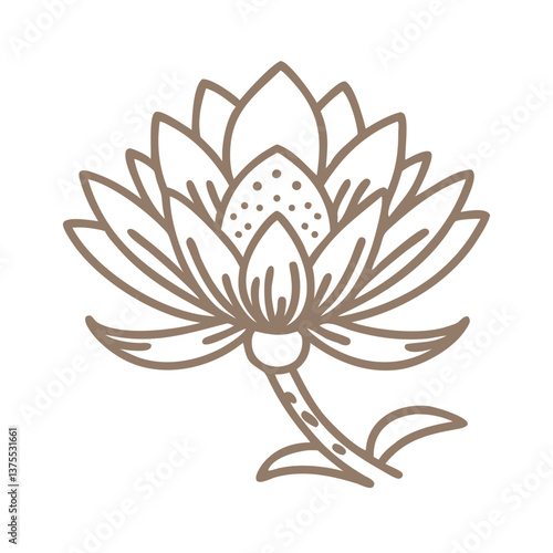 Elegant Water Lily Flower Line Art Illustration