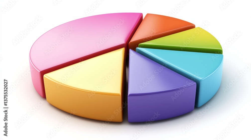 Obraz premium Colorful 3D Pie Chart for Data Visualization