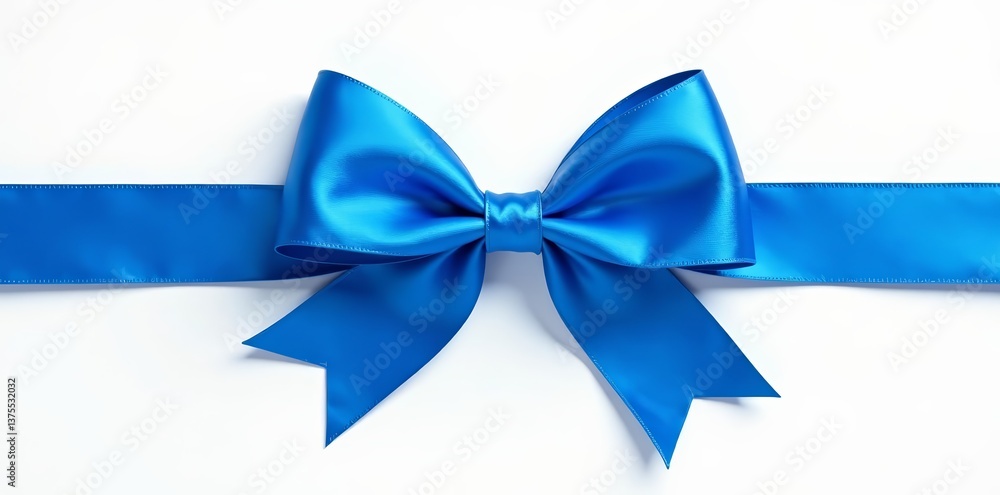Shiny satin blue ribbon on white background for design projects, celebration, silk Shiny satin blue ribbon on white background for design projects, celebration, silk