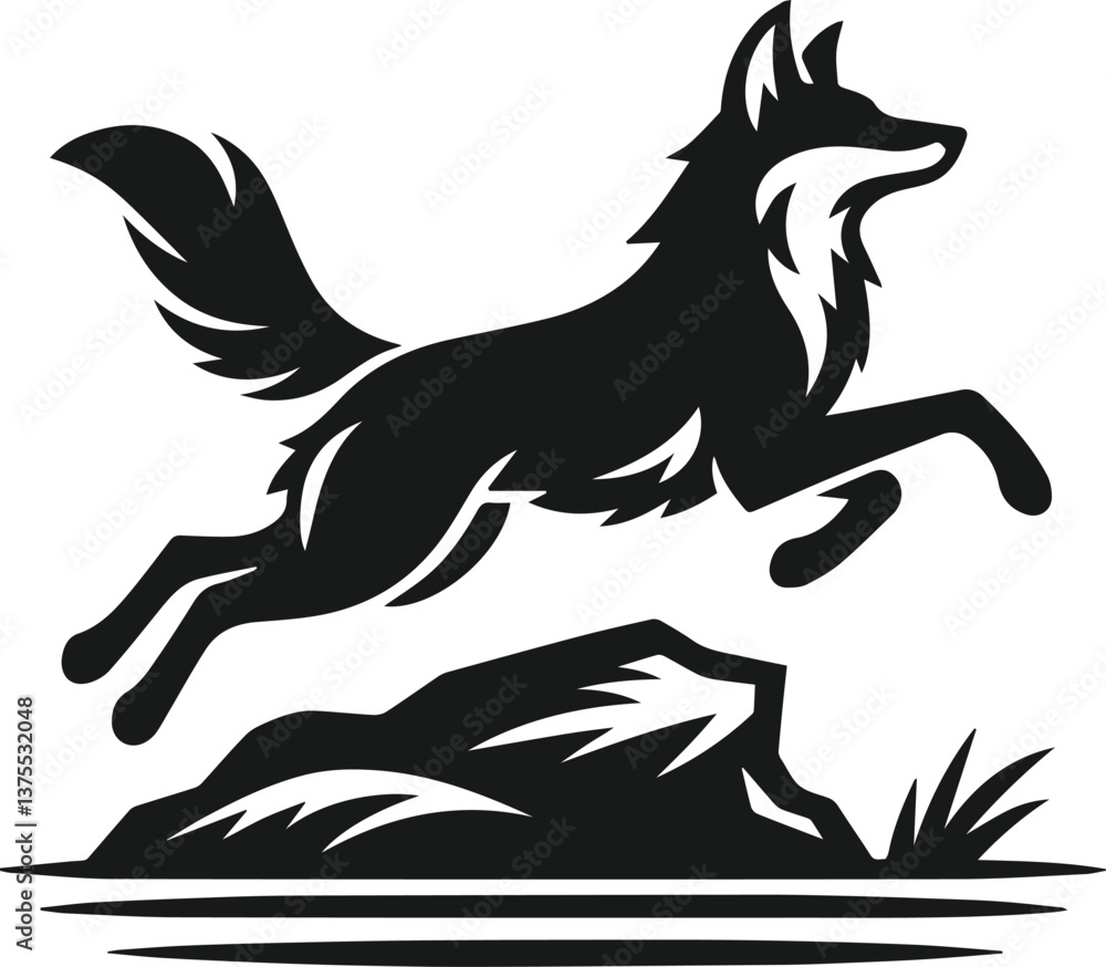 Fototapeta premium Coyote animal vector silhouette