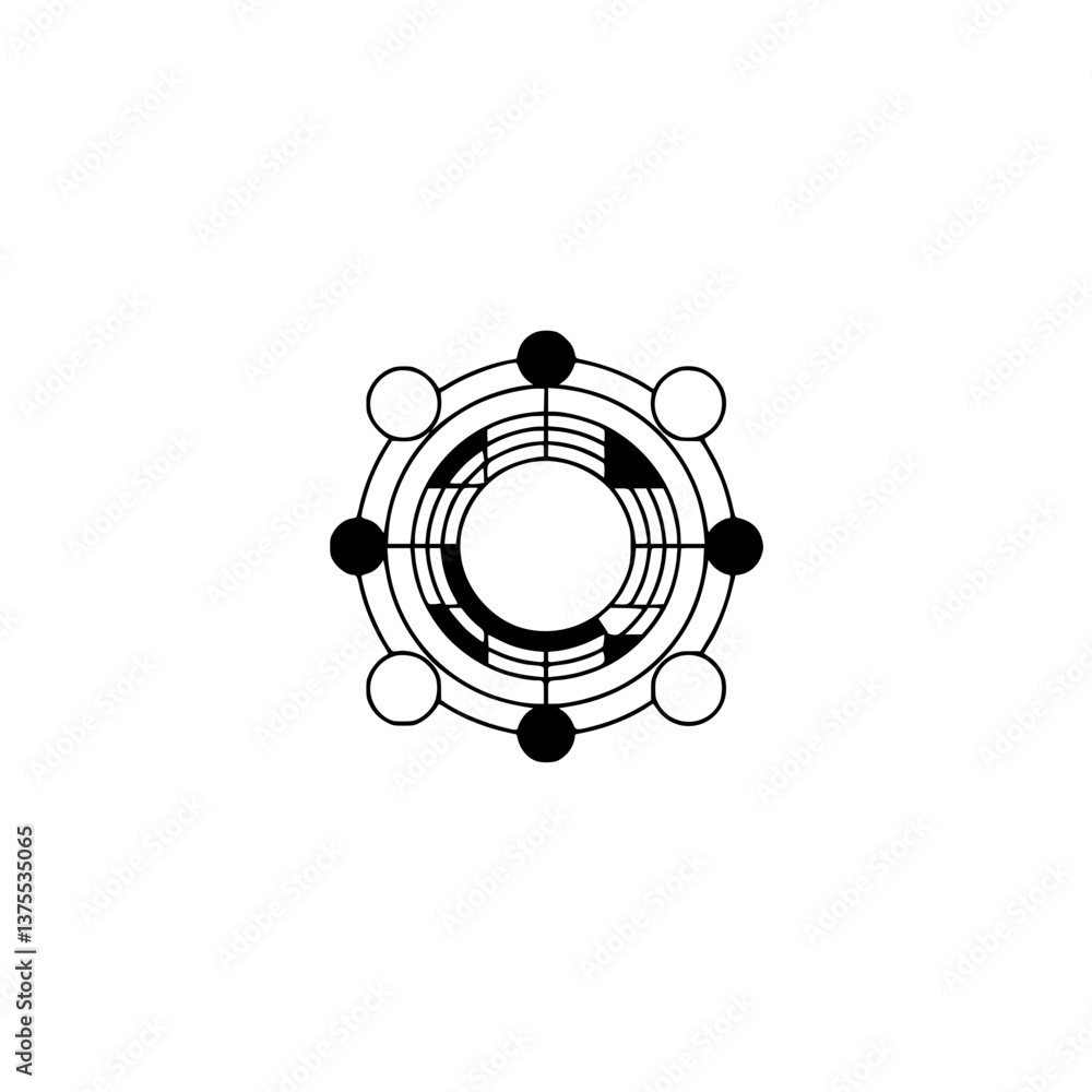 Fototapeta premium Abstract Geometric Circle with Dots: Minimalist Design Element