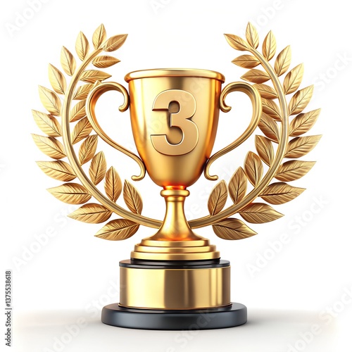 3d golden trophy cup – third place award, competition prize