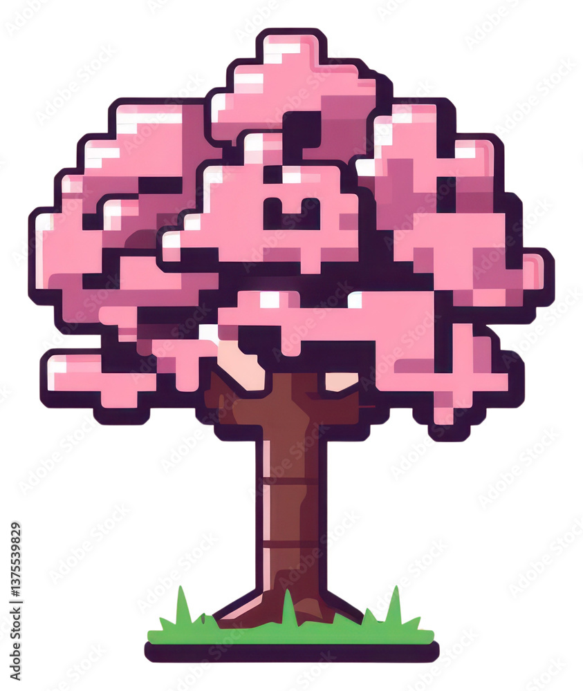Fototapeta premium PNG Tree pixel purple plant art.