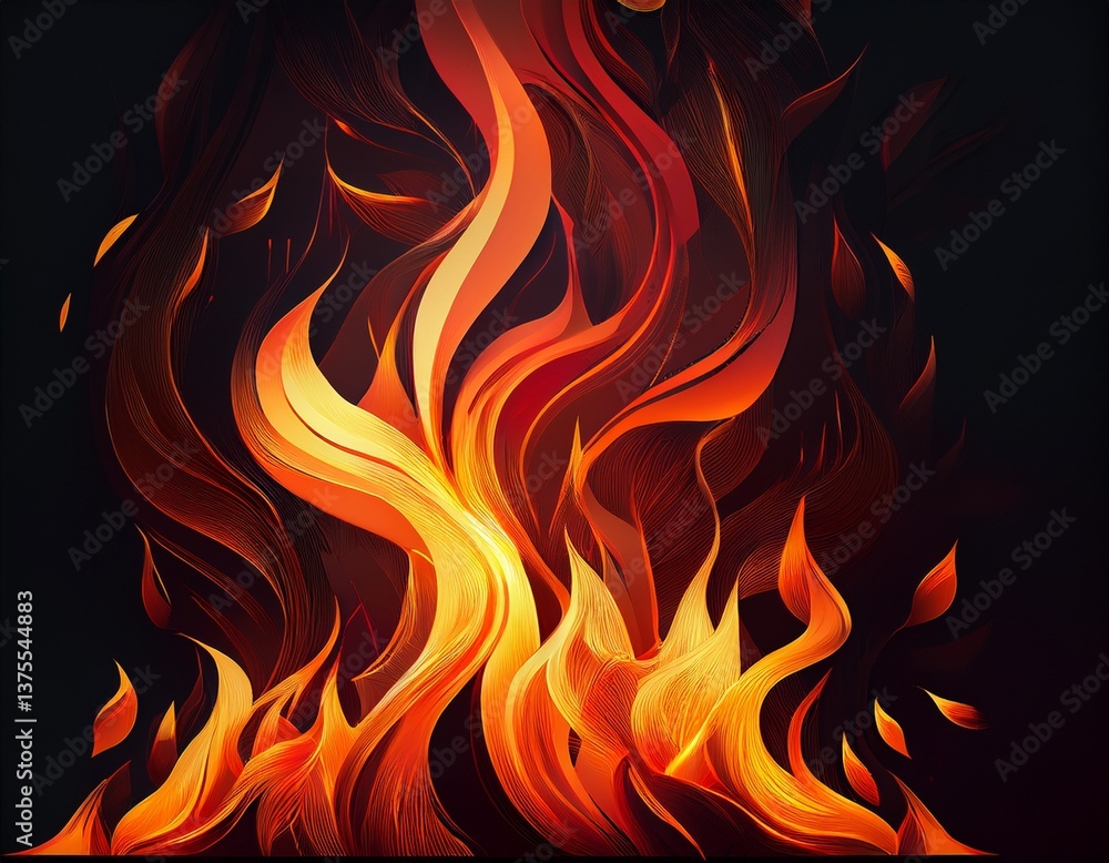 Flammes ardentes sur fond noir Flammes ardentes sur fond noir