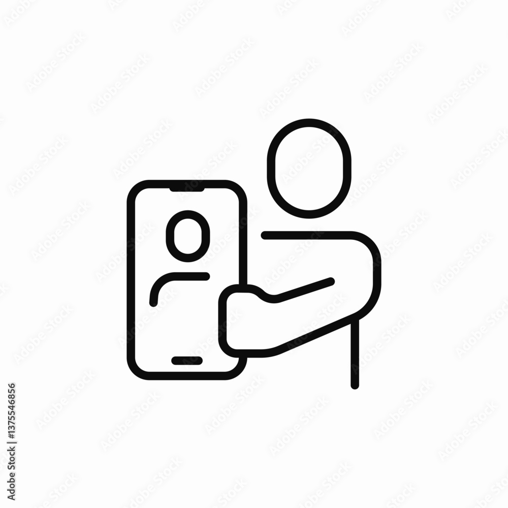 Mobile selfie photo sharing icon vector sign Mobile selfie photo sharing icon vector sign