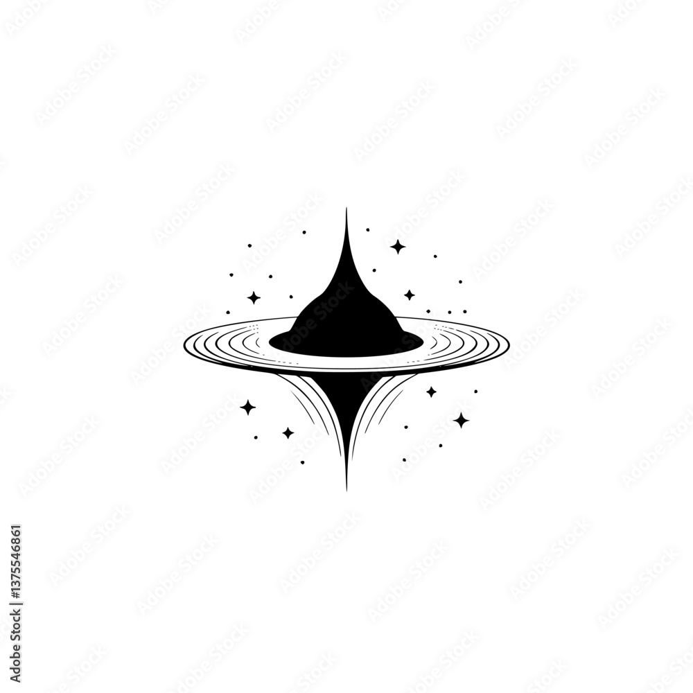 Fototapeta premium Minimalist Black Hole Design: Cosmic Silhouette on White Background