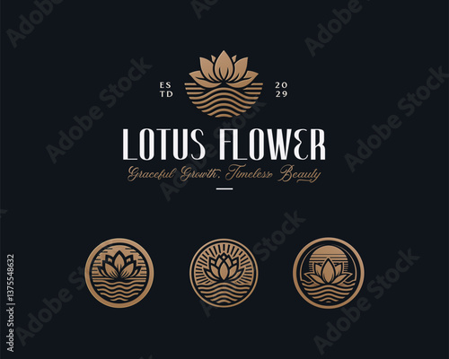 Minimalist unique Luxury Flower logo for clinic, spa, hotel template for business company