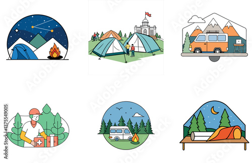 Camping Festival. A Bundle of Vibrant and Festive Collection Icons