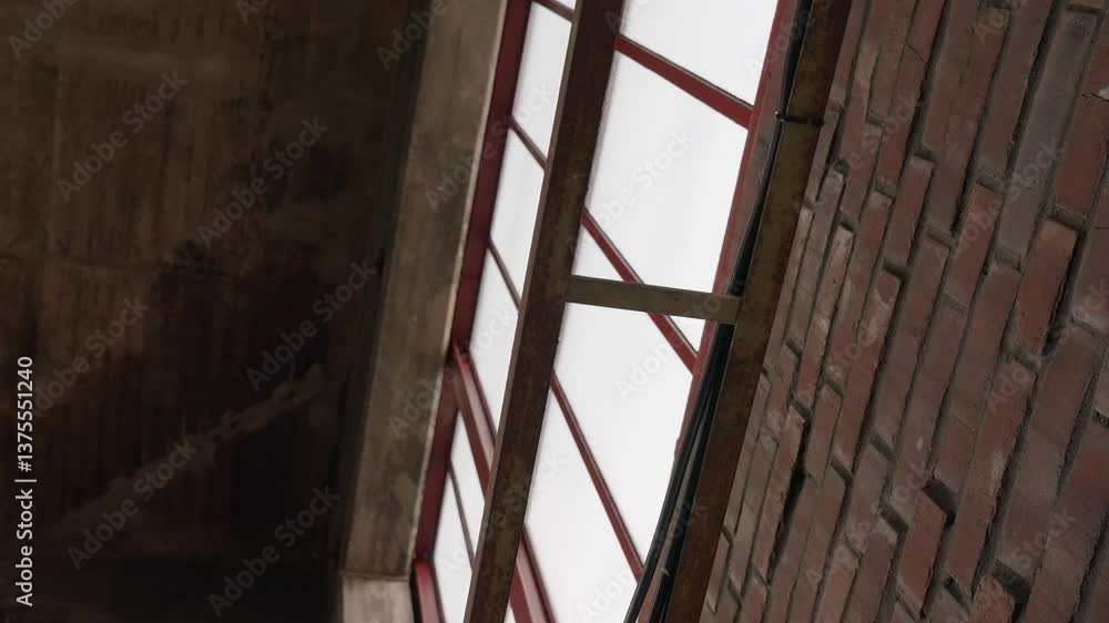 old abandoned building, windows and brick wall old abandoned building, windows and brick wall
