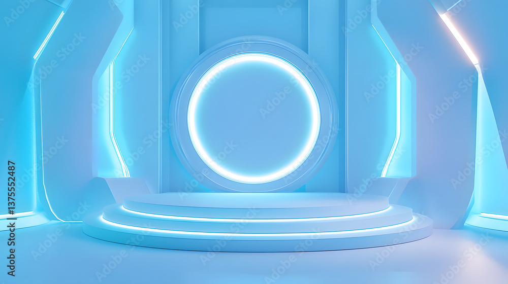 3d rendering of white and blue abstract geometric background. Scene for advertising, technology, showcase, banner, game, sport, cosmetic, business, metaverse. Sci-Fi Illustration. Product display 3d rendering of white and blue abstract geometric background. Scene for advertising, technology, showcase, banner, game, sport, cosmetic, business, metaverse. Sci-Fi Illustration. Product display