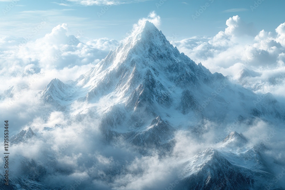 Matterhorn Peak in the Alps with Snow and Clouds in Valle d'Aosta Italy Matterhorn Peak in the Alps with Snow and Clouds in Valle d'Aosta Italy