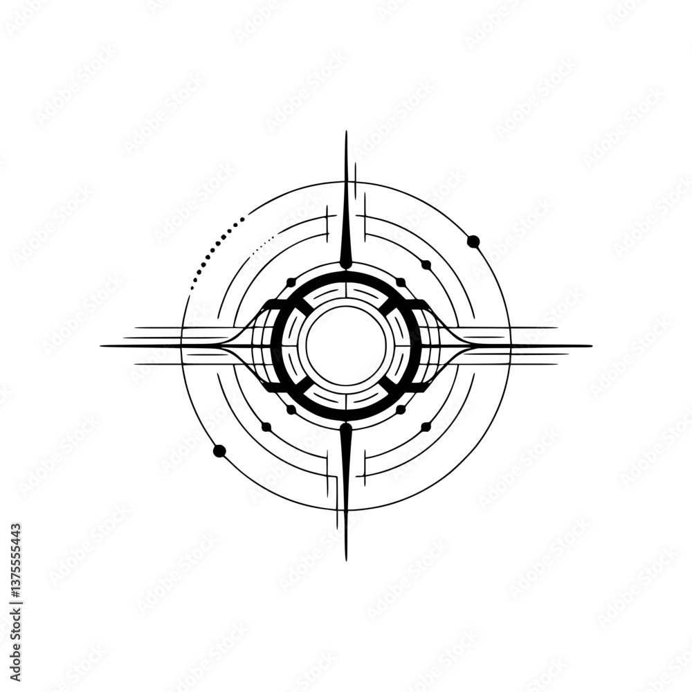 Minimalist Geometric Abstract Design, Black & White, Modern Art Minimalist Geometric Abstract Design, Black & White, Modern Art