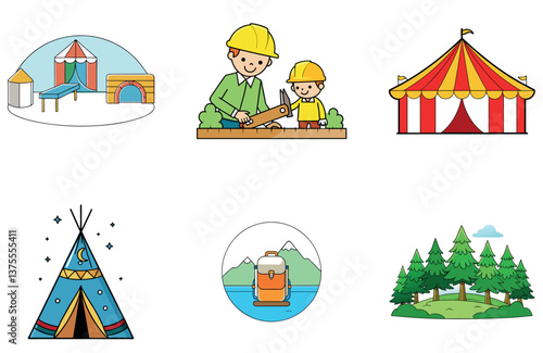 Camping Hope. A Bundle of Resilience and Humanity Collection Icons