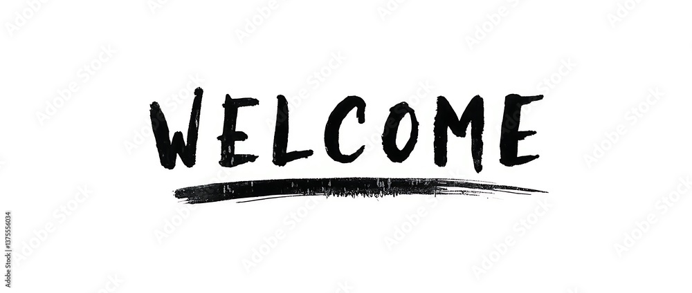 Fototapeta premium minimalist_black_ink_welcome_calligraphy_with_clean_brushstroke_details_on_white