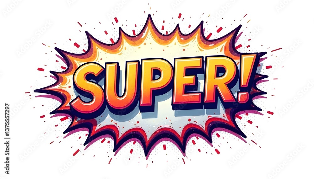 SUPER speech explosion pop art bubble exclamation cloud isolated on a white background SUPER speech explosion pop art bubble exclamation cloud isolated on a white background
