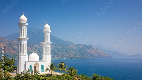 Stunning white mosque overlooking the ocean moroni comoros architecture scenic view spiritual serenity