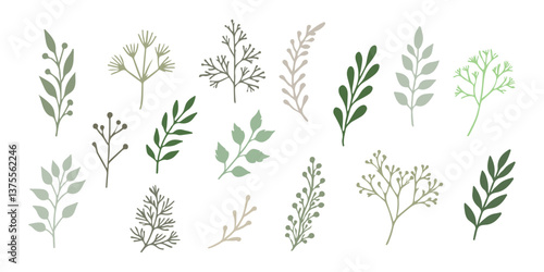 Collection of different green leaves isolated AI generated