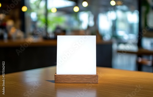 Wallpaper Mural Table Tent Sign with Blank White Space on Wooden Table Torontodigital.ca