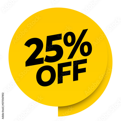 25% off discount yellow sale label tag banner png transparent. 25 percent off