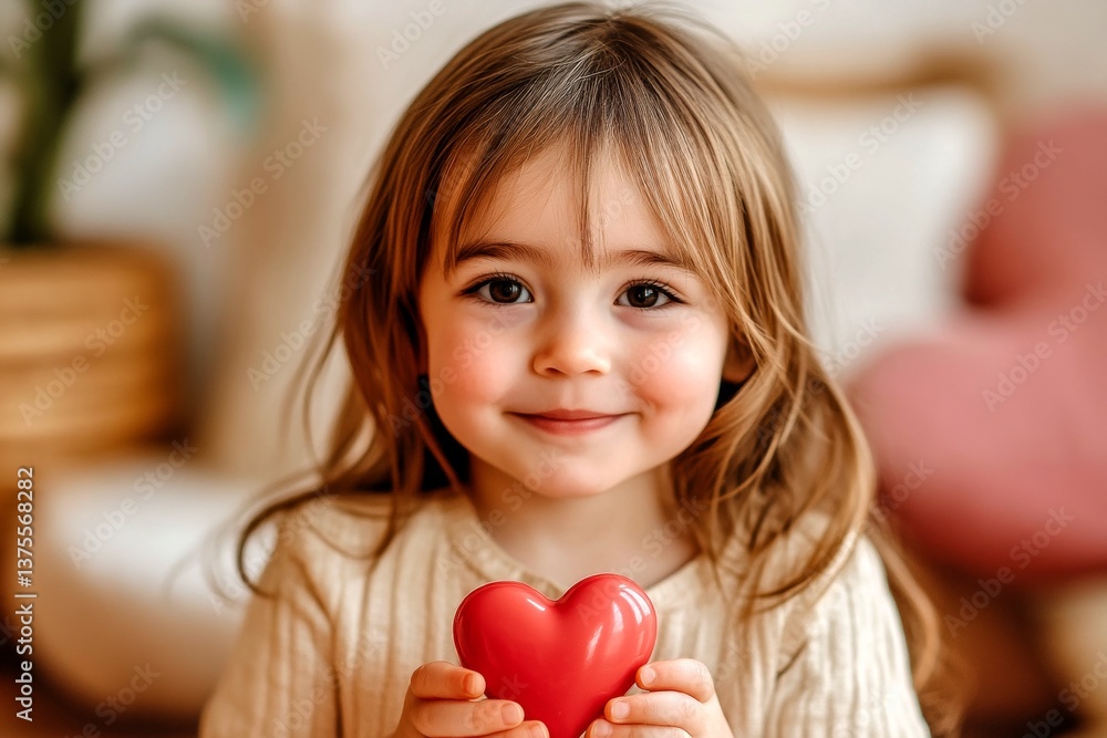 Beam face cute child girl with small lollipop heart in hands. Valentine's day greeting and funny gift. Red roses and hearts. Toddler’s love expression. Cute heart gift. Heartwarming baby smi. Beam face cute child girl with small lollipop heart in hands. Valentine's day greeting and funny gift. Red roses and hearts. Toddler’s love expression. Cute heart gift. Heartwarming baby smi.