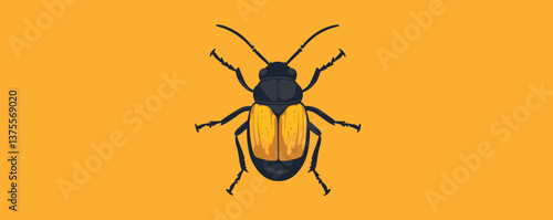 Detailed colorful insect on yellow background – vector.