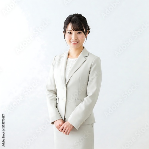  Japanese businesswoman in a white background