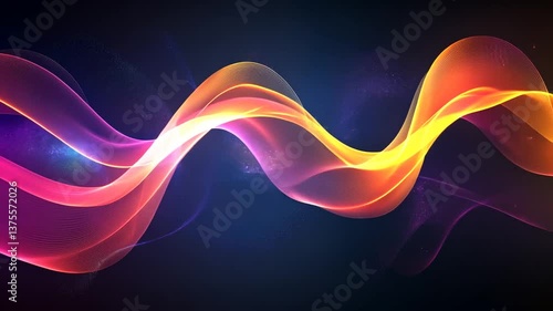 Abstract glowing waveform with dynamic color gradients and particle effects video