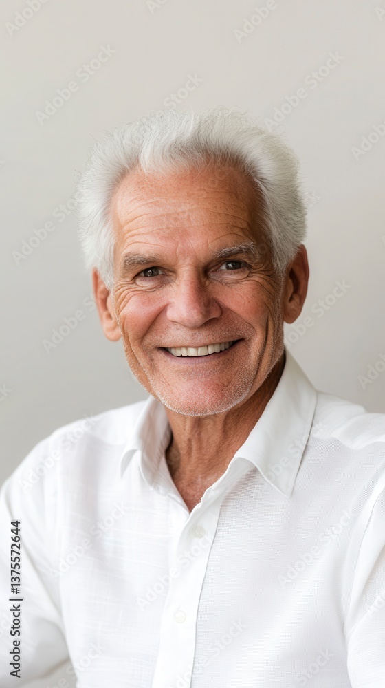 Portrait of a Smiling Senior Man in a White Shirt Portrait of a Smiling Senior Man in a White Shirt