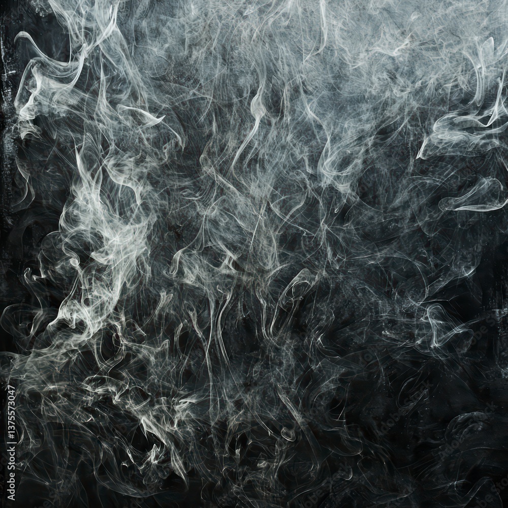 Obraz premium Abstract Smoke Swirls: Ethereal white smoke curls and dances against a deep charcoal background, creating a mesmerizing, abstract canvas of fluidity and motion. 