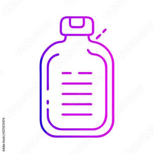 Gradient line illustration of a hot water bottle, symbolizing menstrual pain relief, warmth, and feminine wellness self-care.
