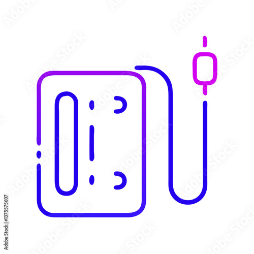 Gradient line illustration of an electric heating pad, symbolizing menstrual pain relief, comfort, and feminine wellness care.
